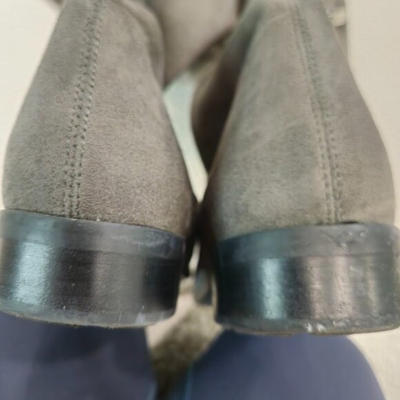 Marc Fisher Grey Suede Over The Knee Lace Up Tassel Almond Toe Boots Size 7.5 - Picture 8 of 11